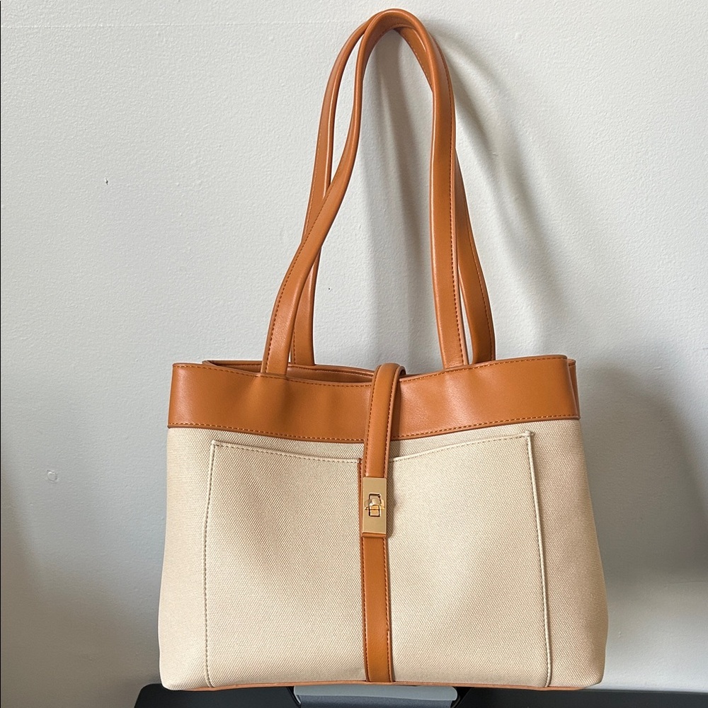 Rachel Zoe Canvas/Leather Three Compartment Tote Bag - Picture 2 of 6